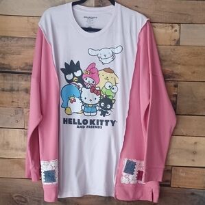 Upcycled Hello Kitty and Friends Pink Long Sleeve Shirt